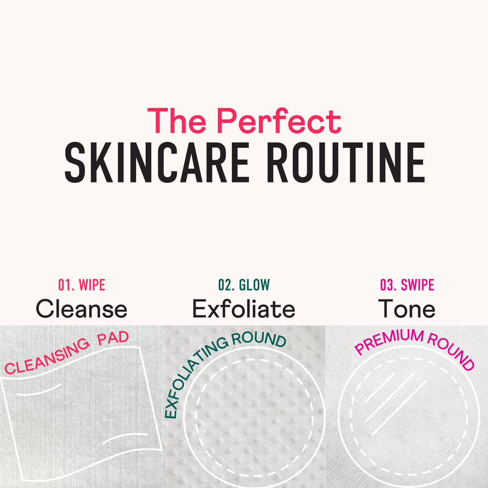 Swisspers 100% cotton pad highlights natural material for pure cleansing.