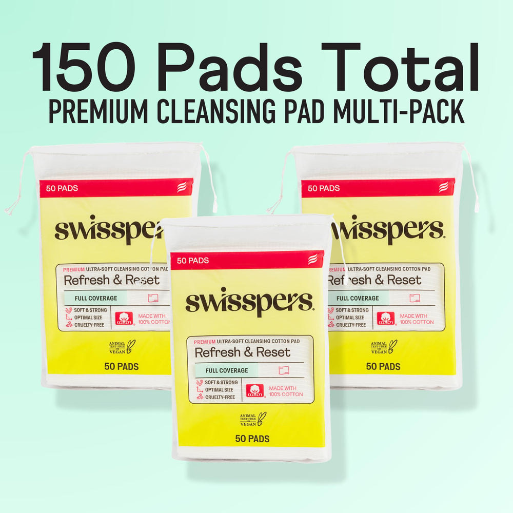 Swisspers pad wet with micellar water for effective makeup removal.