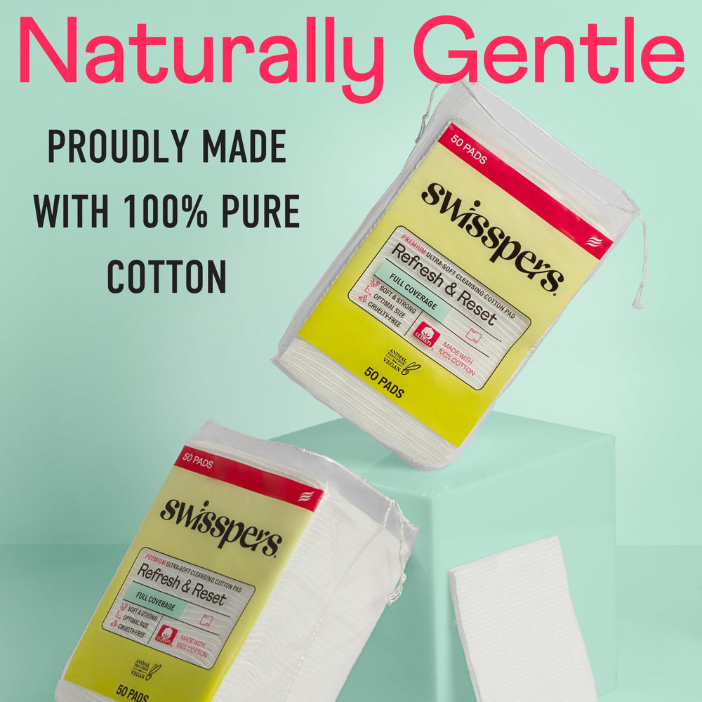 Swisspers pad used around eyes for gentle eye care.
