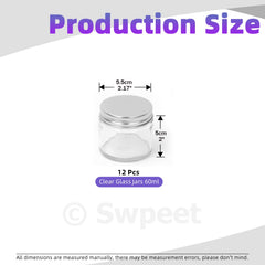 Swpeet 2 oz glass jar with silver lid—clear view for lotions