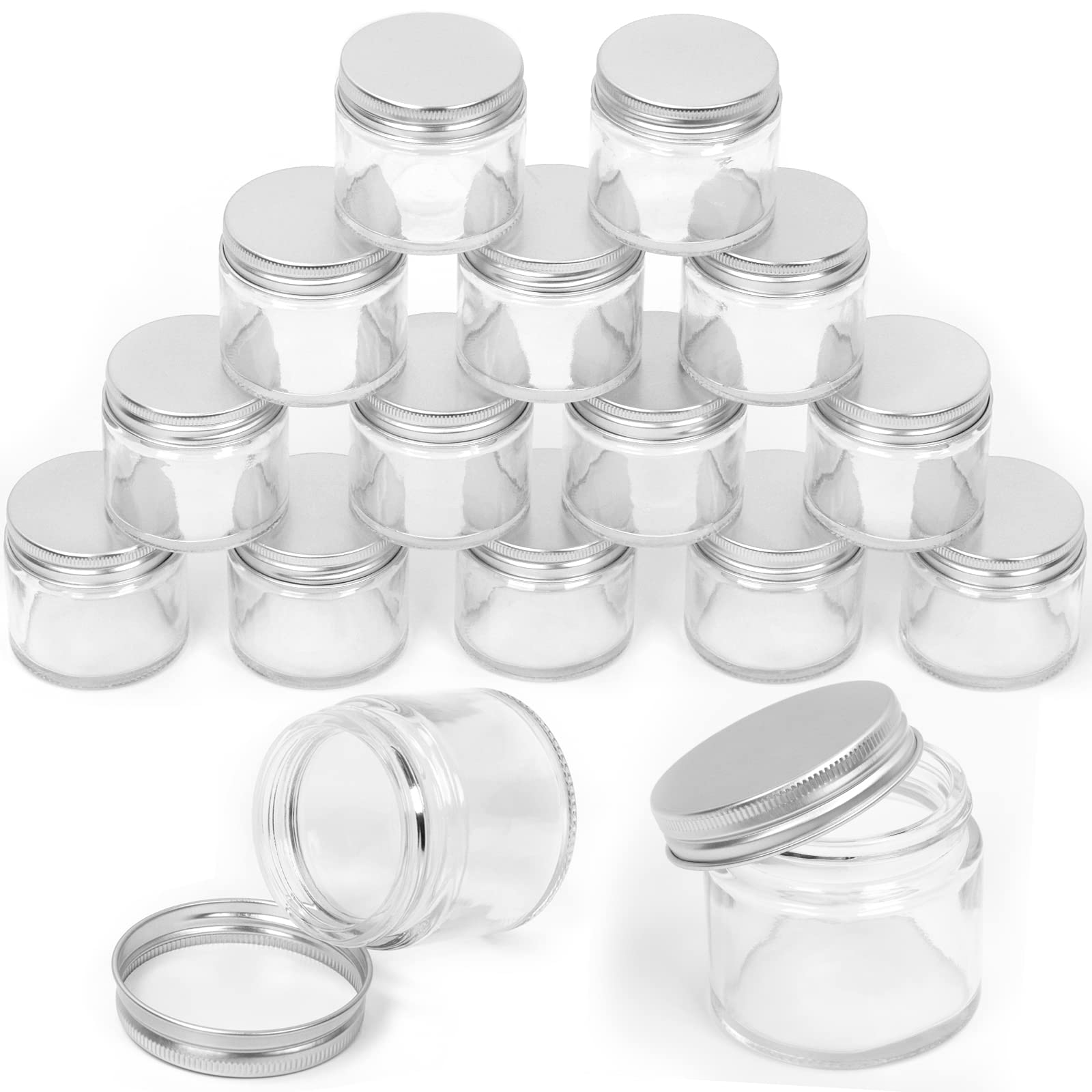 Swpeet 2 oz glass jar with silver lid—airtight travel storage for creams