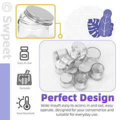 Swpeet 2 oz glass jar with silver lid—neat storage in a bag