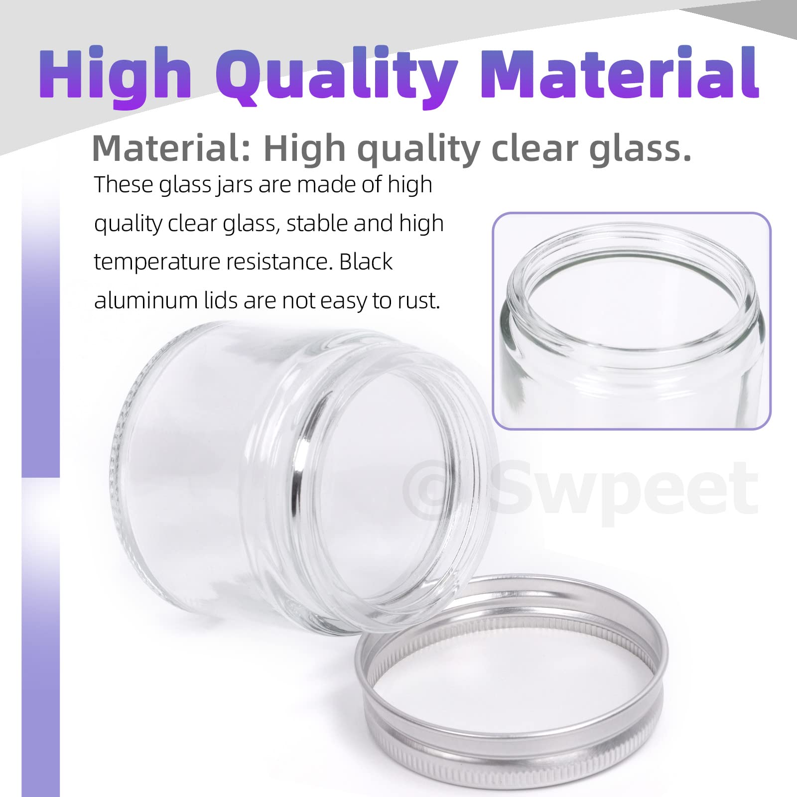 Swpeet 2 oz glass jar with silver lid—compact travel kit image