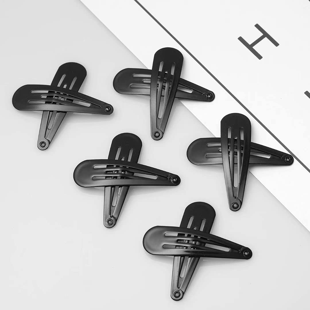 SWSTINLING 120-pack black hair clips close-up of textured edges for snag-free wear