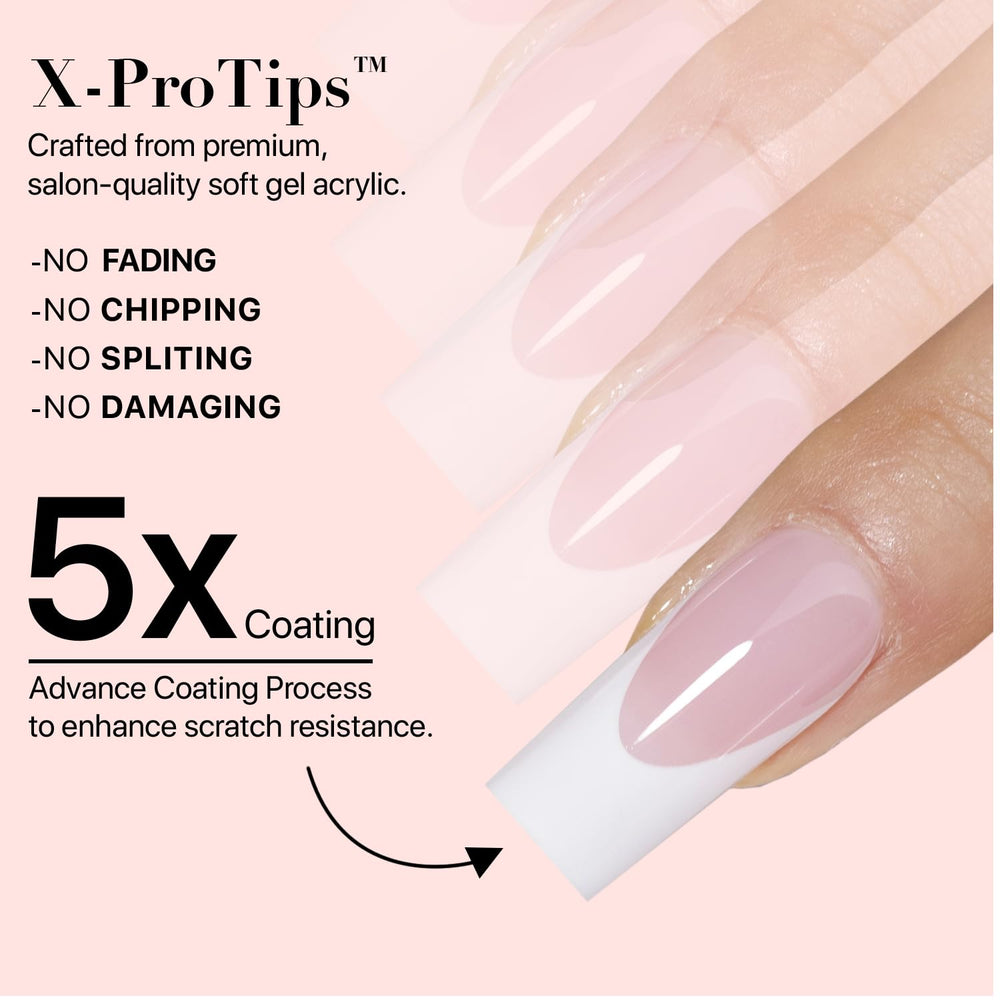 SXC Cosmetics pink French Tip nails application kit enables easy DIY setup