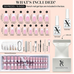 SXC Cosmetics pink French Tip nails closeup reveals precise tips and smooth finish
