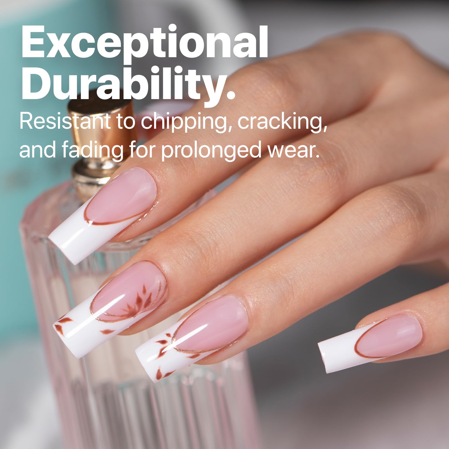 SXC Cosmetics pink French Tip nails size chart aids perfect fit