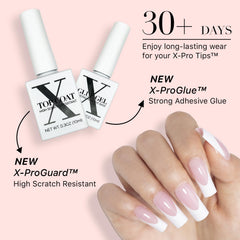 Uñas francesas acrílicas con SXC: acabado cristalino y brillo duradero