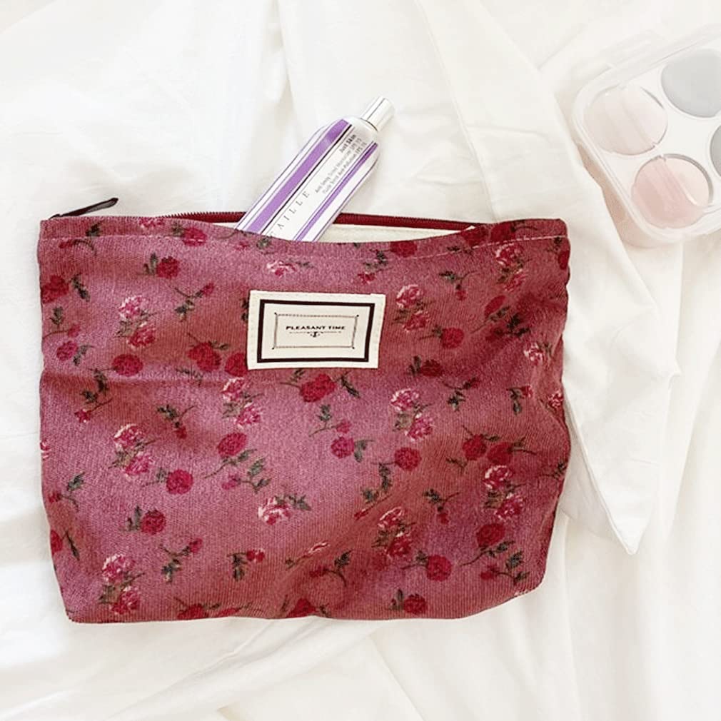 SxoSyo gift ready cosmetic pouch with vibrant dark red tone