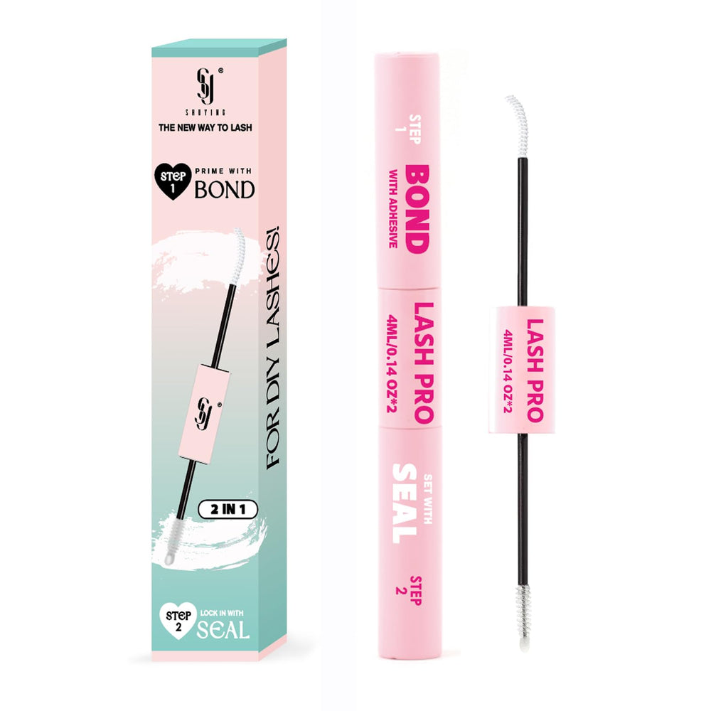 SY SHUYING White Lash Bond bottle pour demonstrates easy application and long-lasting hold.