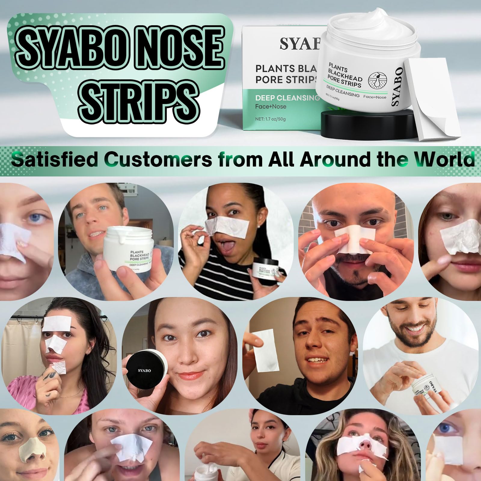 SYABO conjunto de 100 tiras para puntos negros, uso diario práctico.