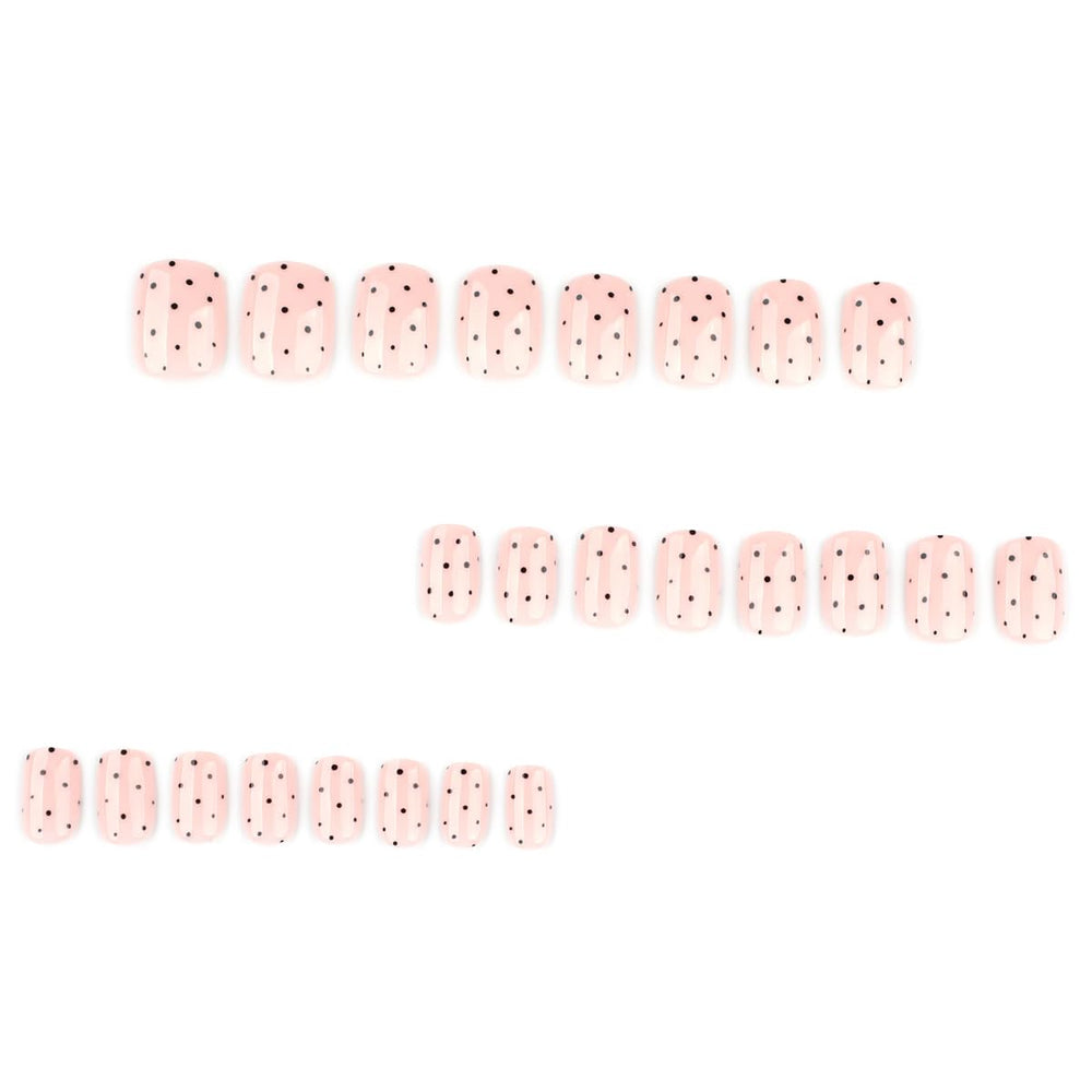 SYPAFG Diseño con puntos negros, uñas postizas para ocasiones especiales y diario.