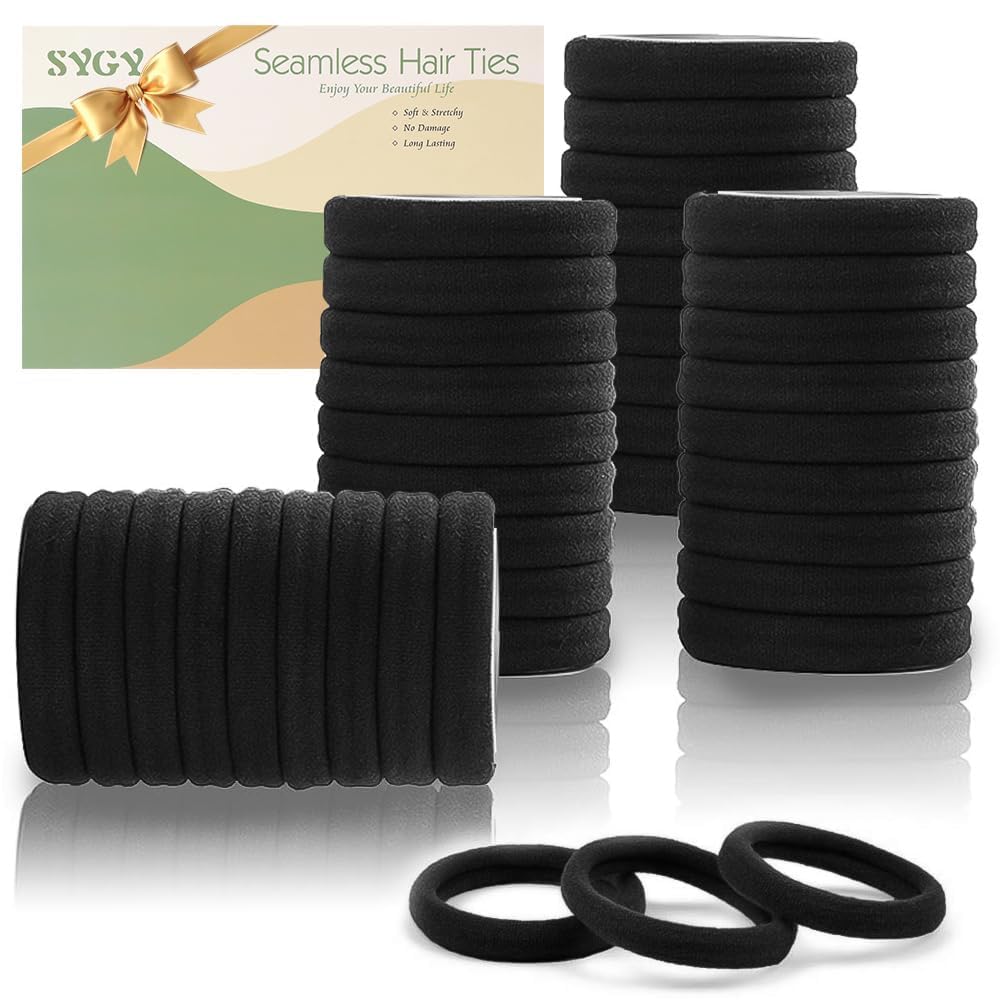 SYGY 100-piece pack of black hair ties for everyday use.