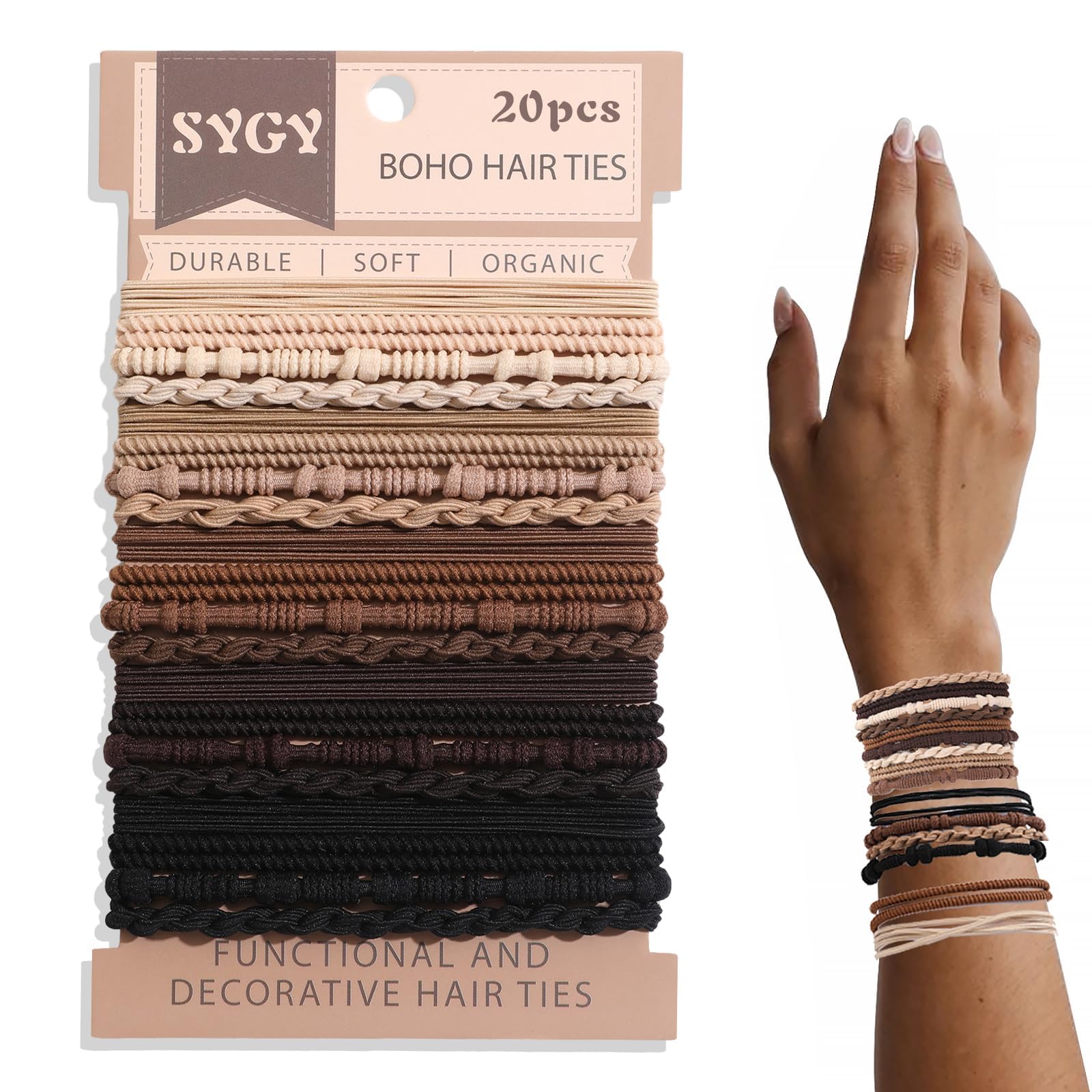 SYGY boho hair ties braided style A for versatile daytime wear with no-damage hold