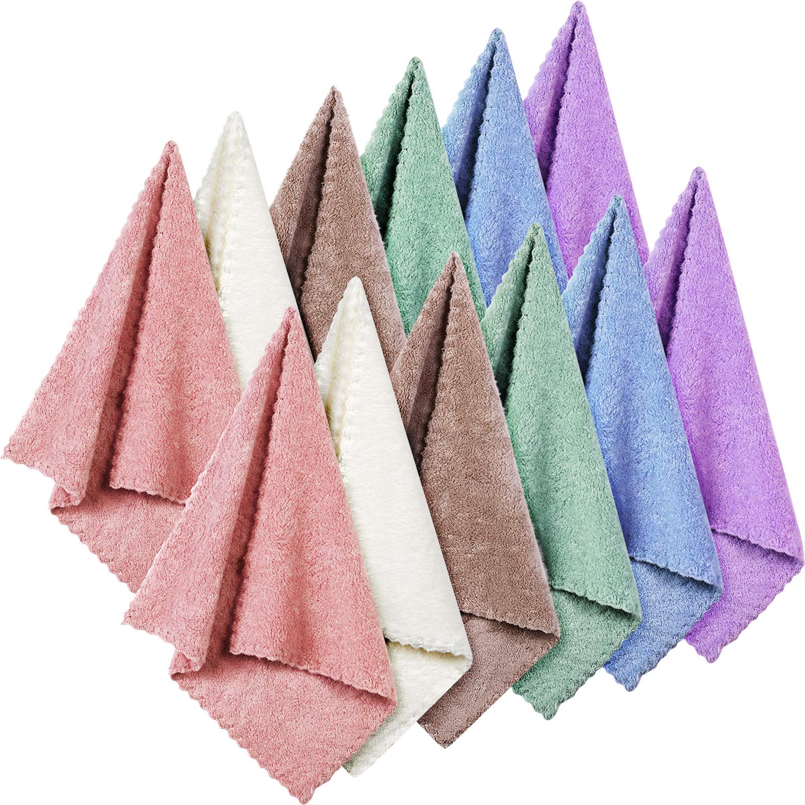 Syhood 12-piece beige face wash cloth set with soft coral velvet, gentle makeup removal.