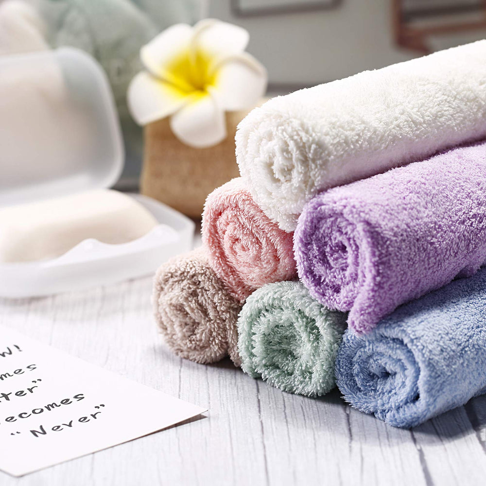 Syhood blue face wash cloths, quick-drying microfiber for daily cleansing.
