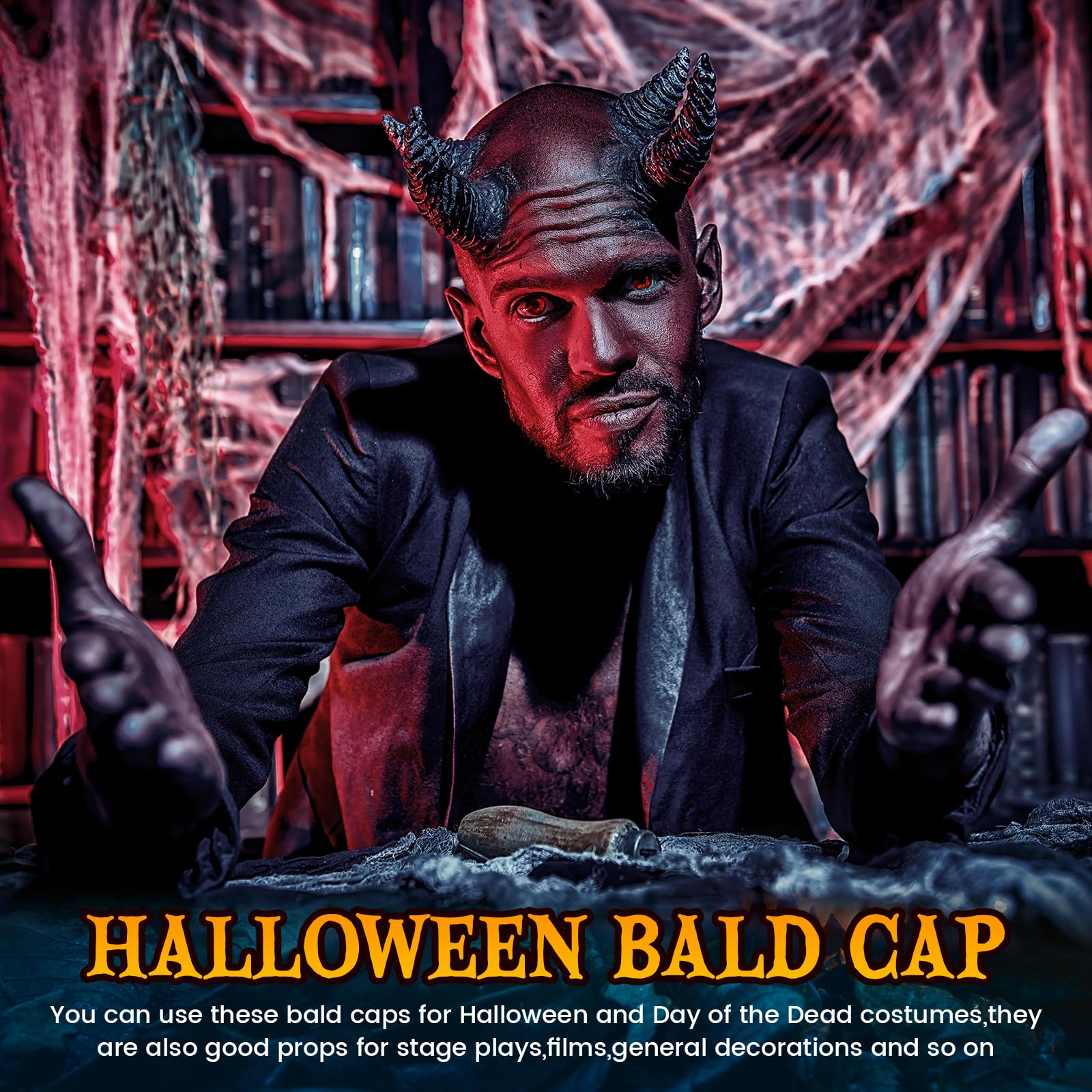 Syhood dark brown bald cap close up showing natural skin tone