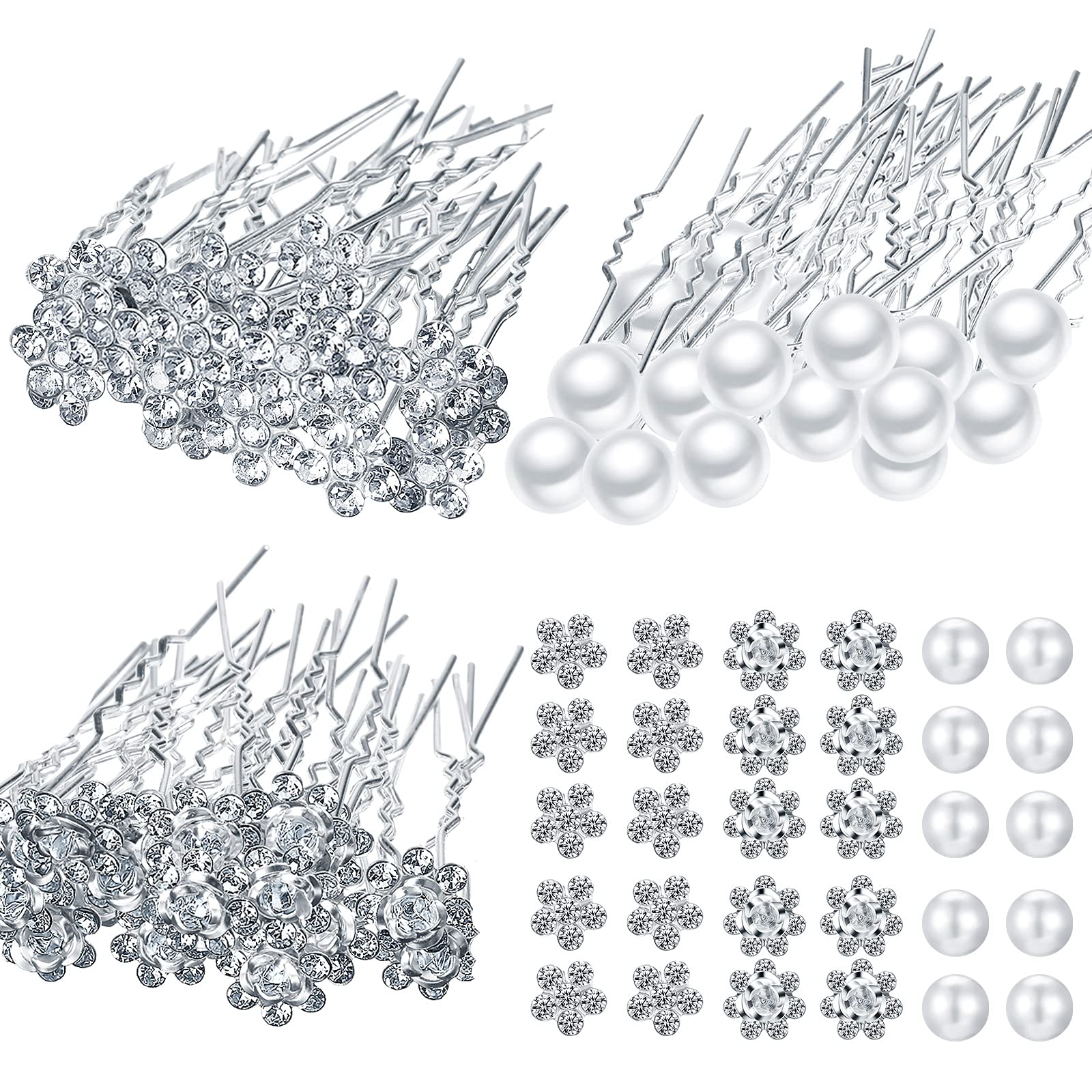 Syhood bridal hair pin with silver rhinestone flower adds subtle sparkle for weddings