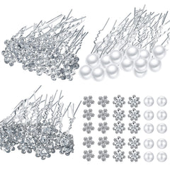 Syhood bridal hair pin with silver rhinestone flower adds subtle sparkle for weddings
