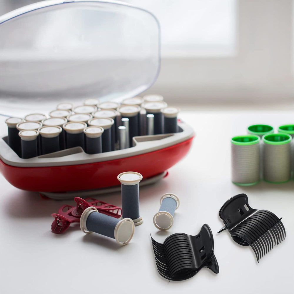 Syhood heat-resistant clip works with hot or cold rollers.