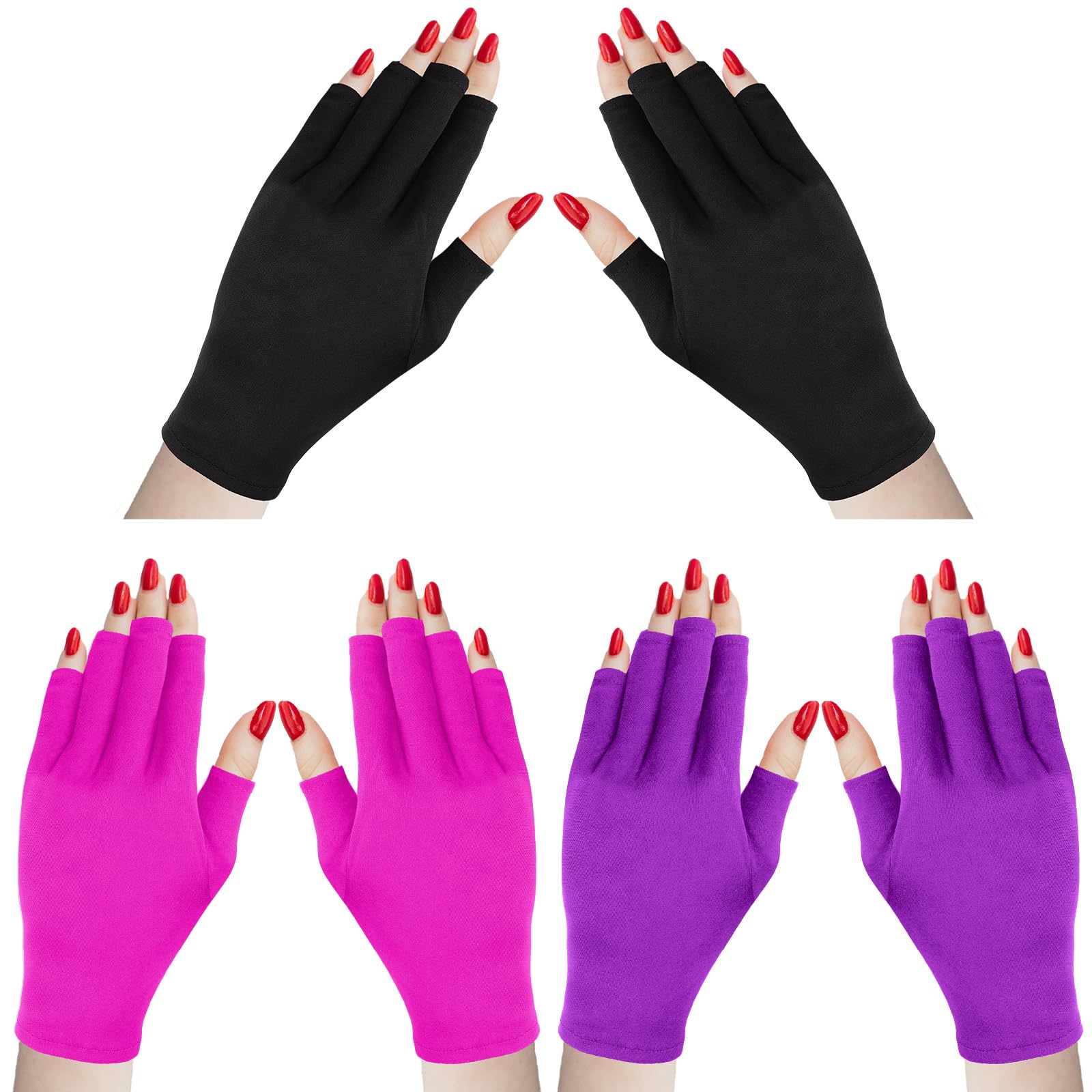 Syhood UV gloves three-pack with fingerless design protect nails art during manicures
