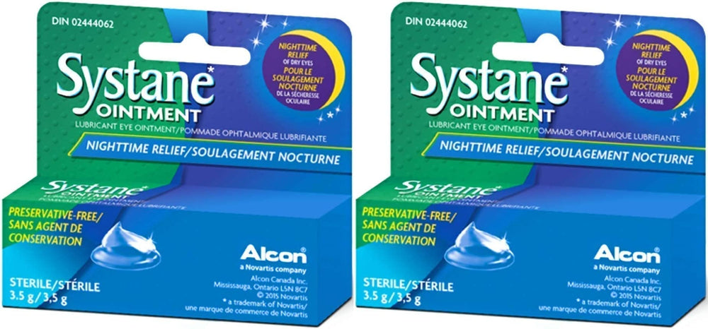 Systane Nighttime Eye Ointment pack of two tubes for overnight moisture