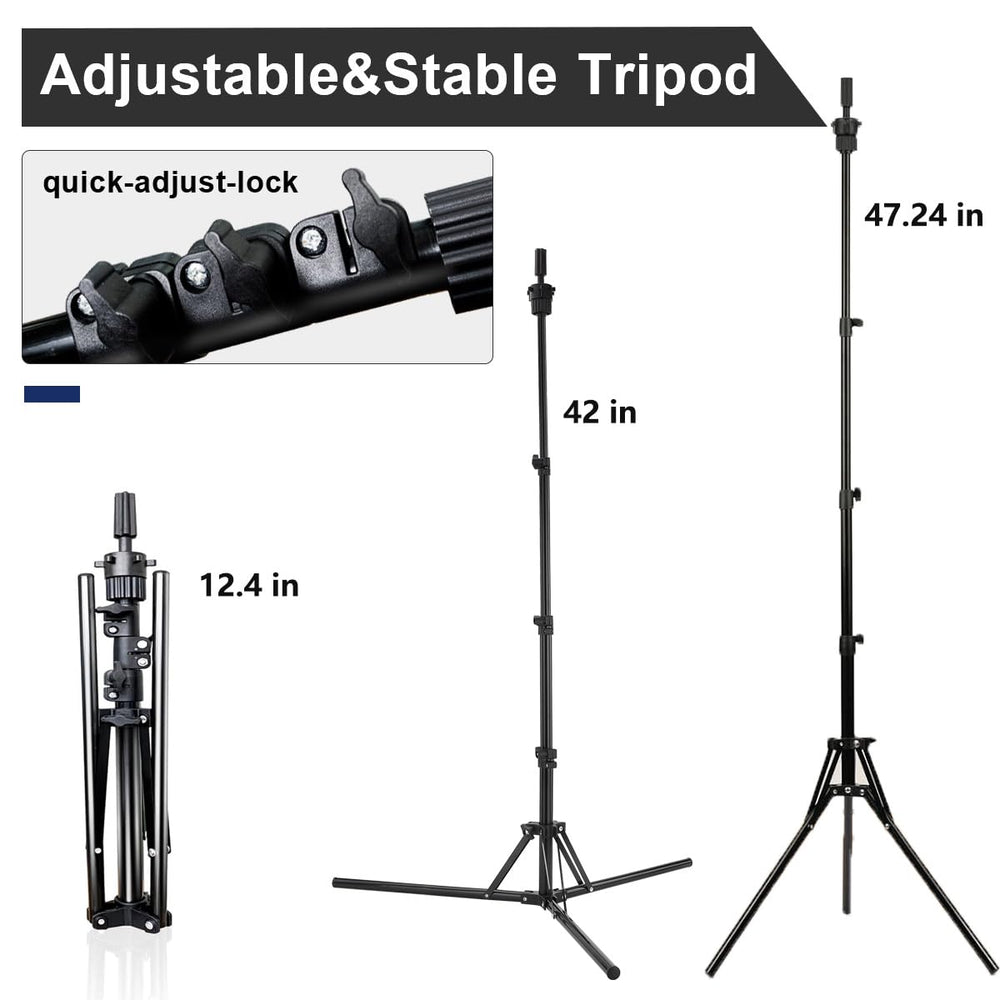 SZCY 47-inch wig stand tripod elevates the display setup.