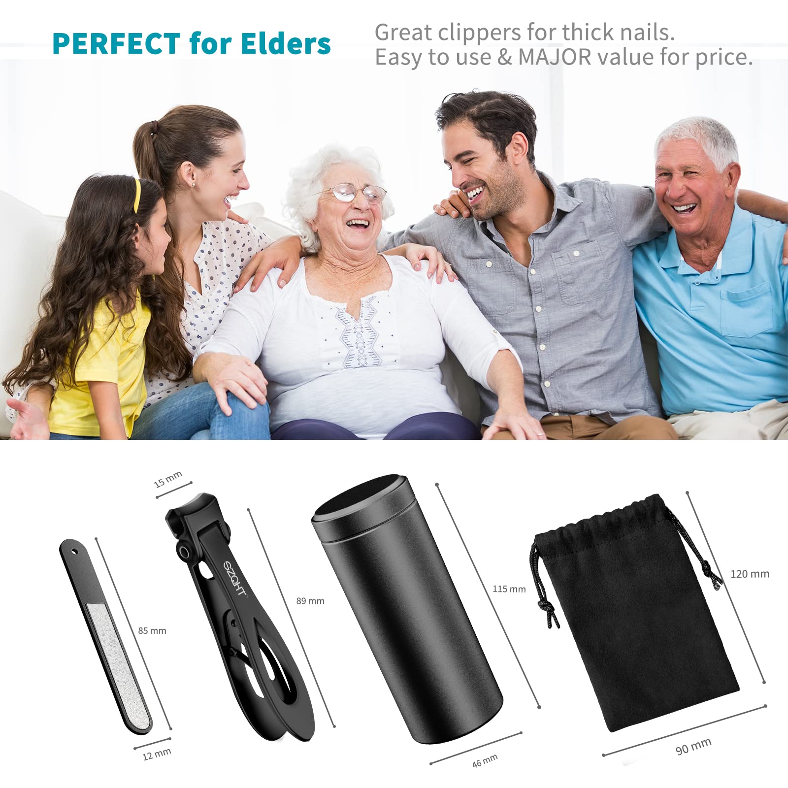 SZQHT reinforced grip handle prevents slipping during thick-nail trimming