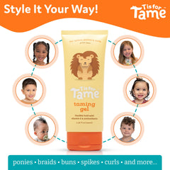 T is for Tame: aplicación fácil sin residuos pegajosos en el cabello.
