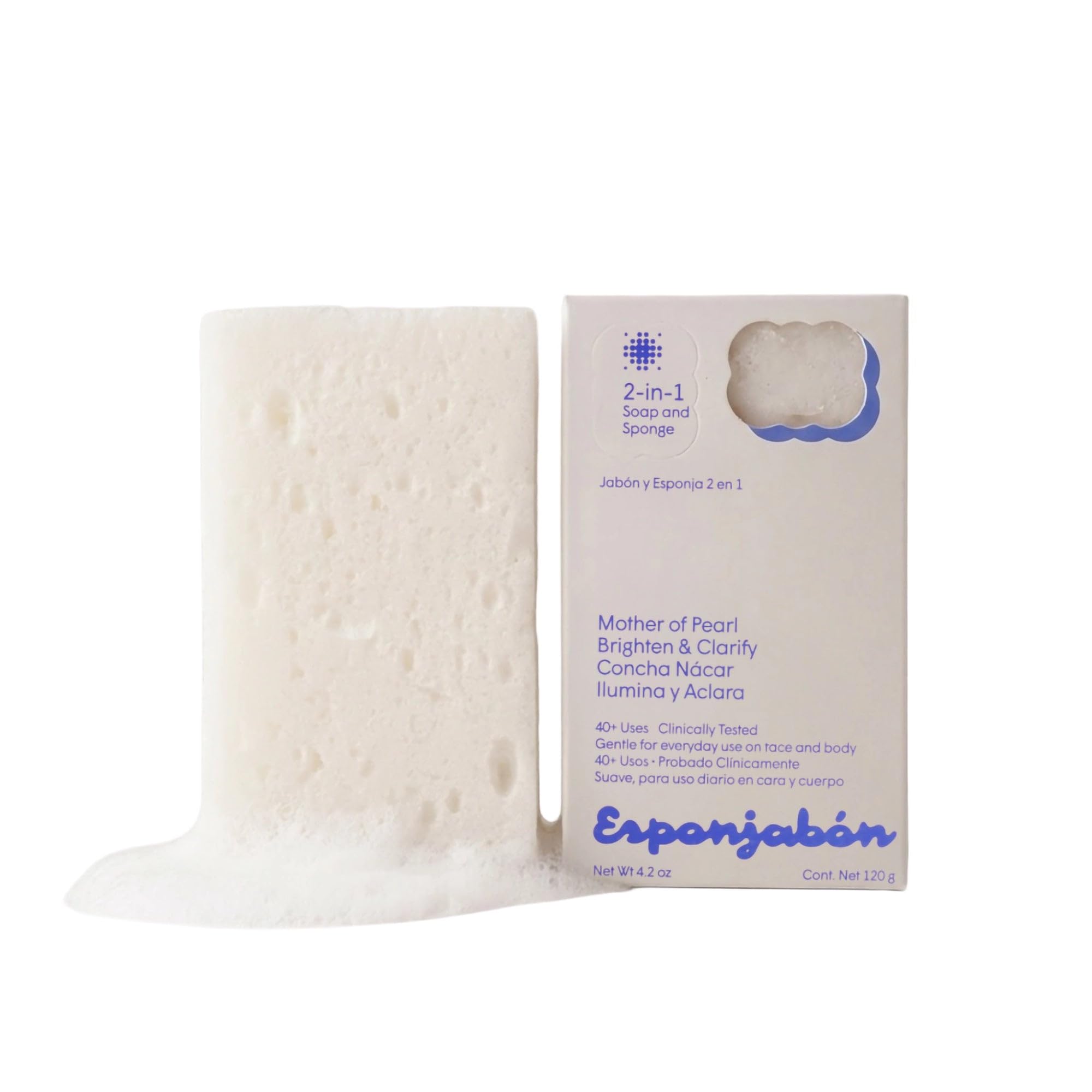 T.TAIO Mother of Pearl Esponjabon sponge air-dried after use, ready for next session.