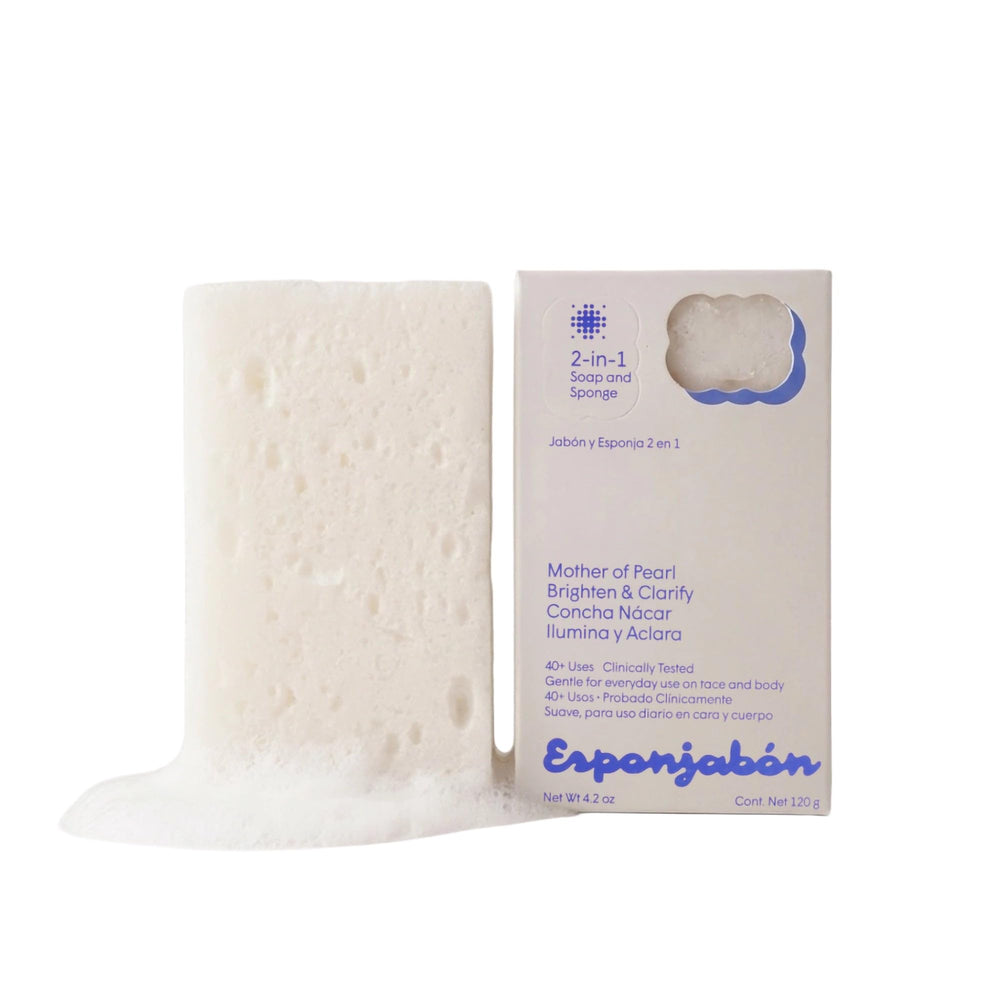 T.TAIO Mother of Pearl Esponjabon sponge air-dried after use, ready for next session.
