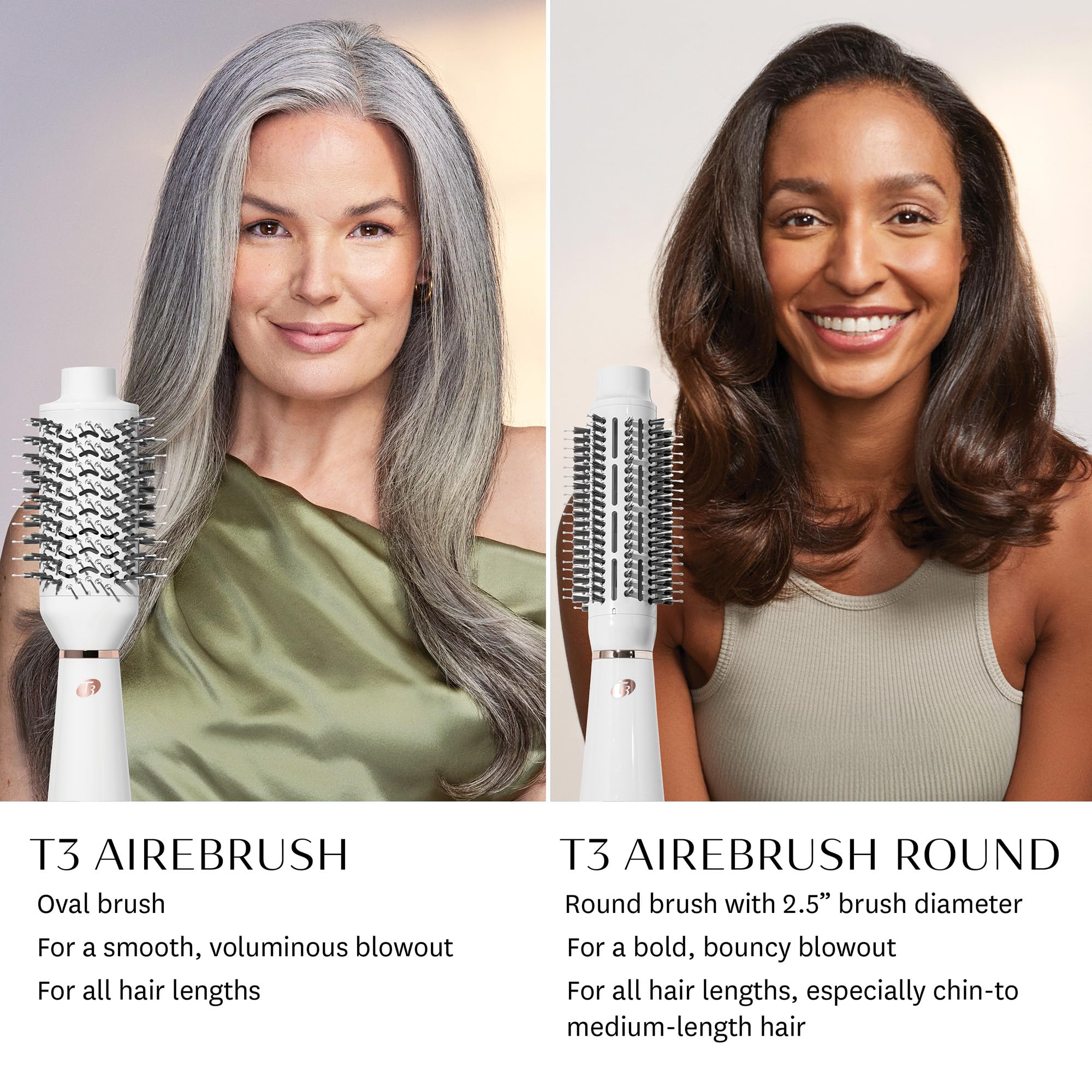 T3 AireBrush offers 3 heat and 2 speed settings for personalized styling.