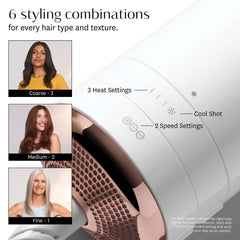 T3 AireBrush EvenStream vents provide even airflow for speedy drying.