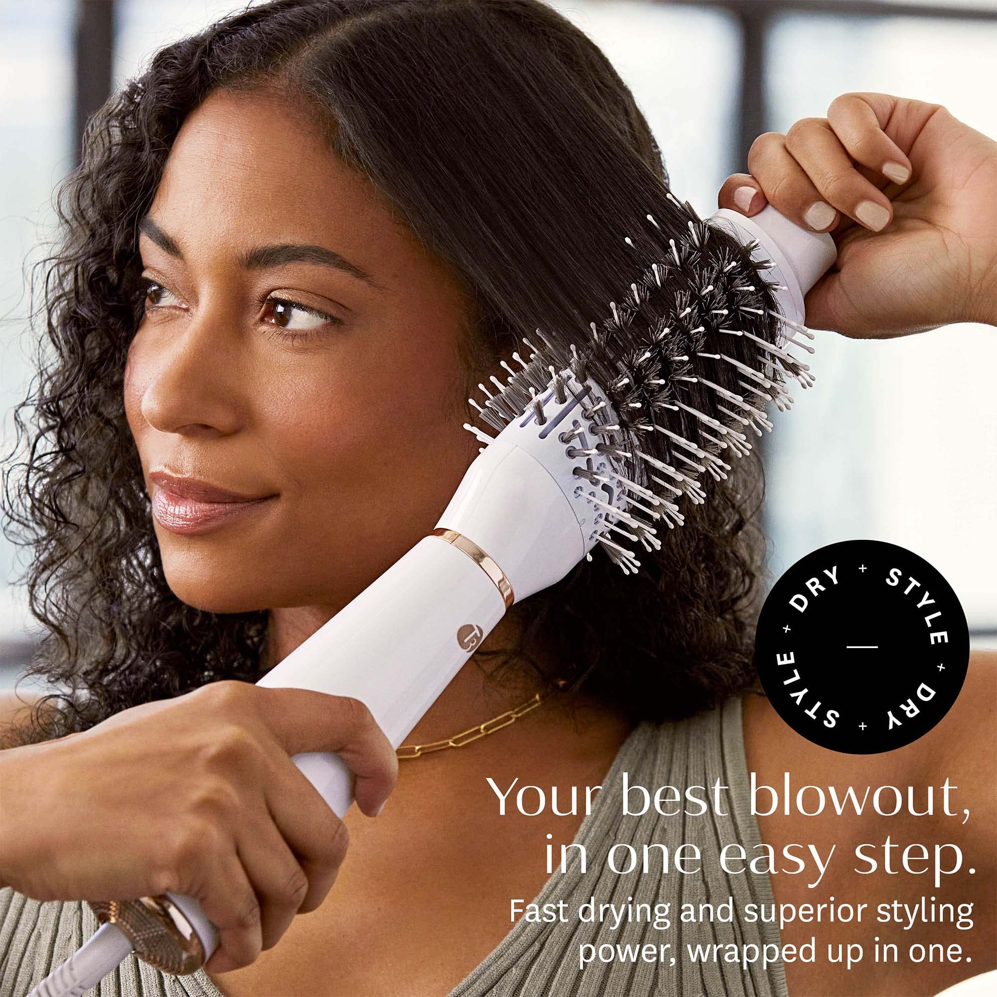 T3 AireBrush oval brush design for gentle styling and enhanced volume.