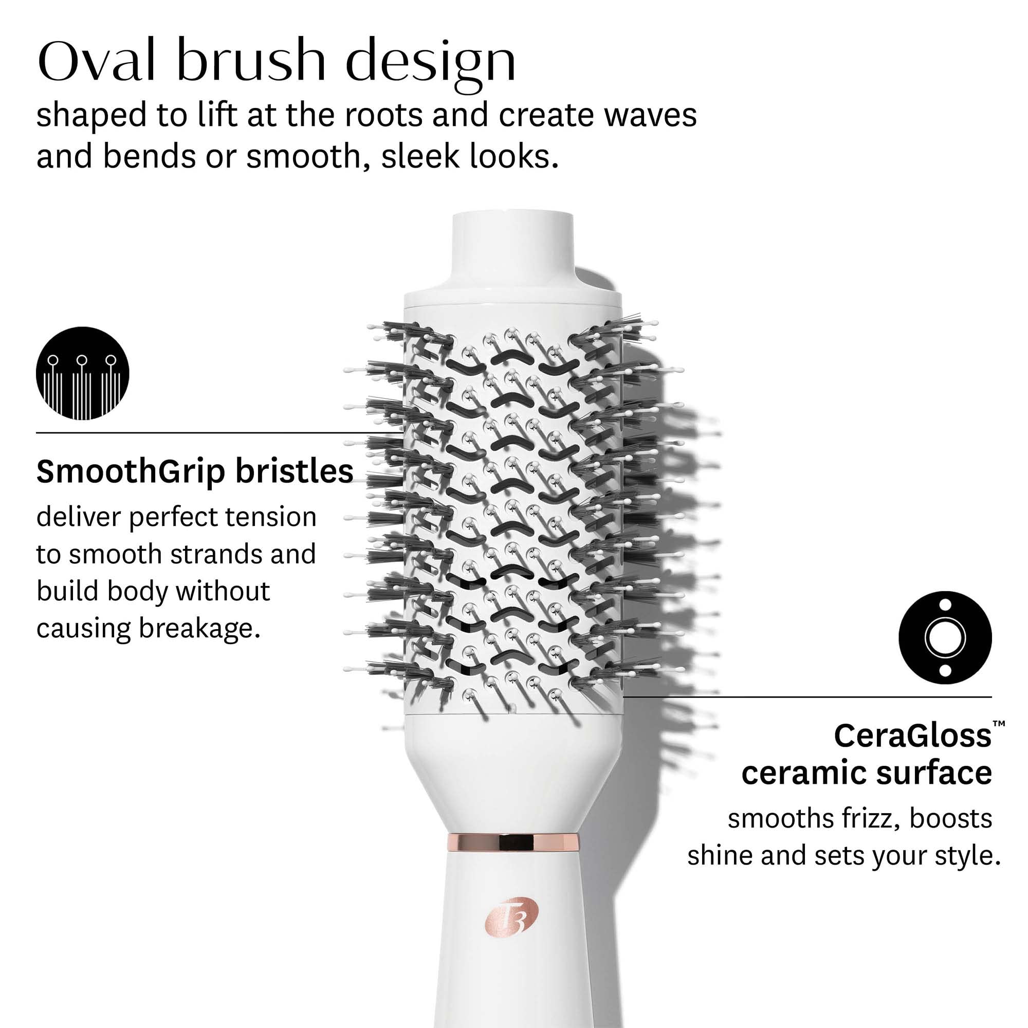 T3 AireBrush smooth grip bristle placement supports comfortable daily use.