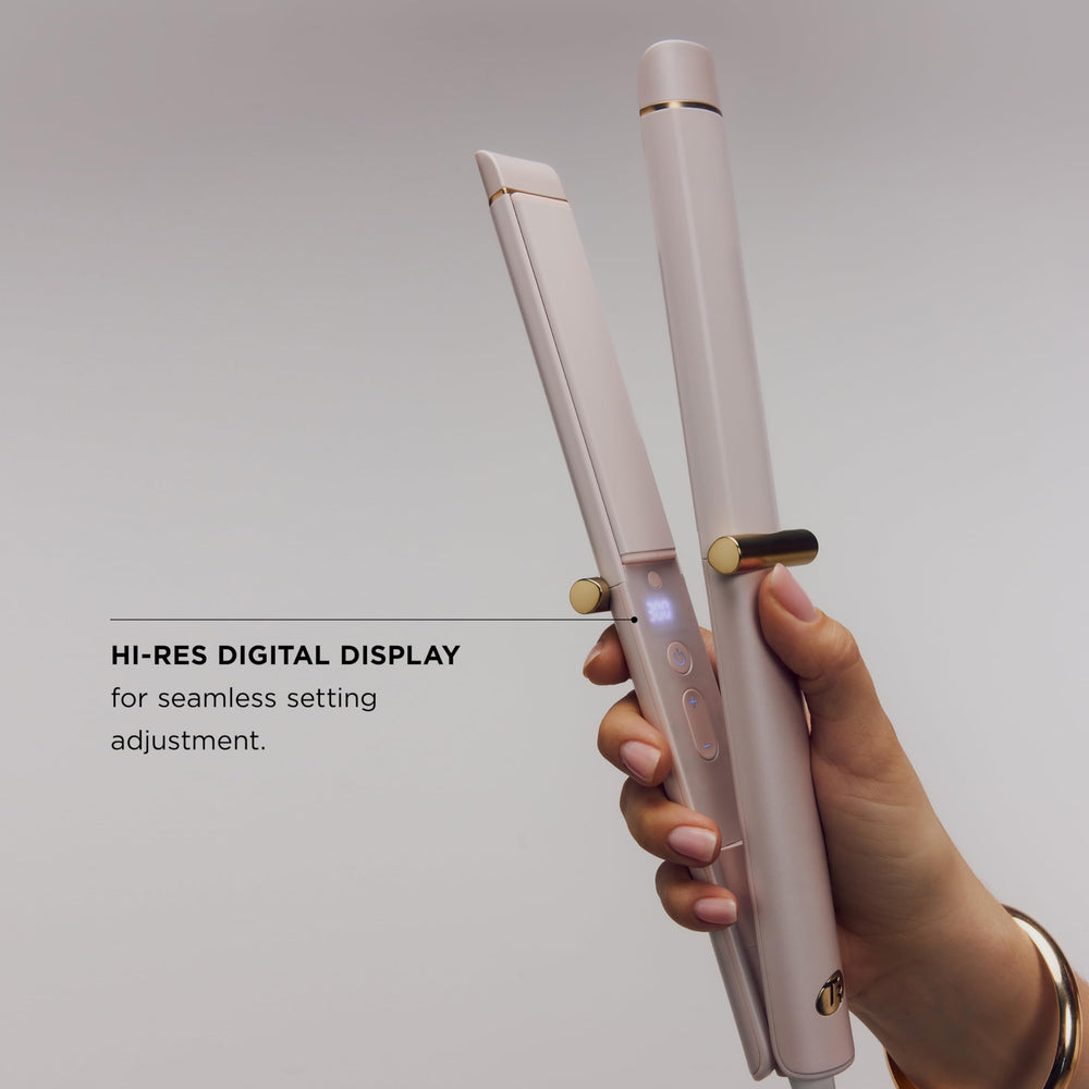 T3 Curling Straightener high-res digital display aids precise temperature control.