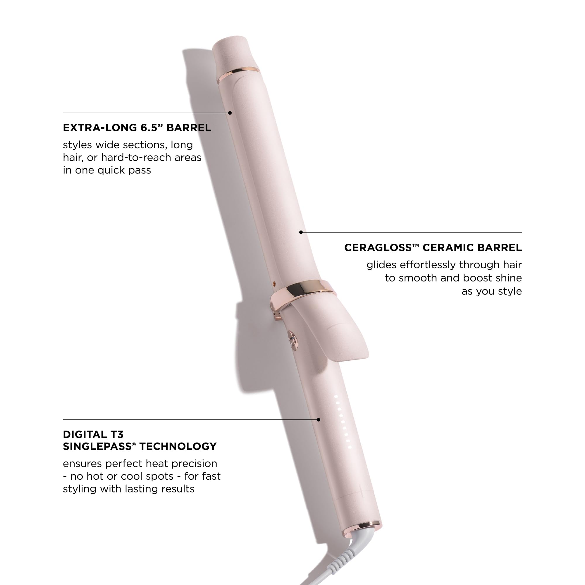 T3 SinglePass Curl X digital display shows precise heat for consistent results