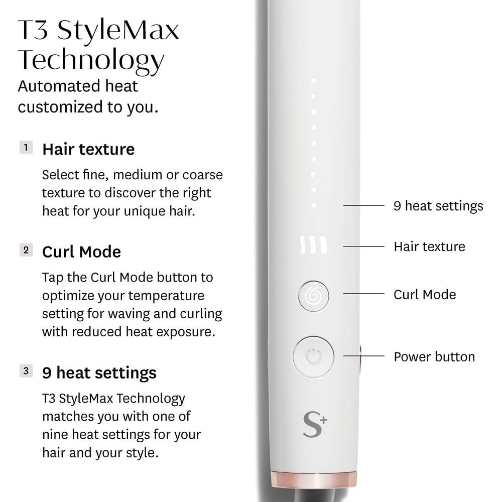T3 StyleMax heat settings display shows nine precise options for tailored styling