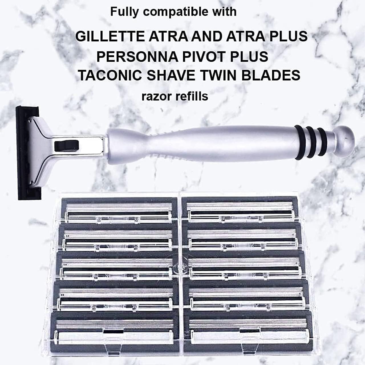 Taconic Shave compatible with Atra, Vector, and Contour cartridges.