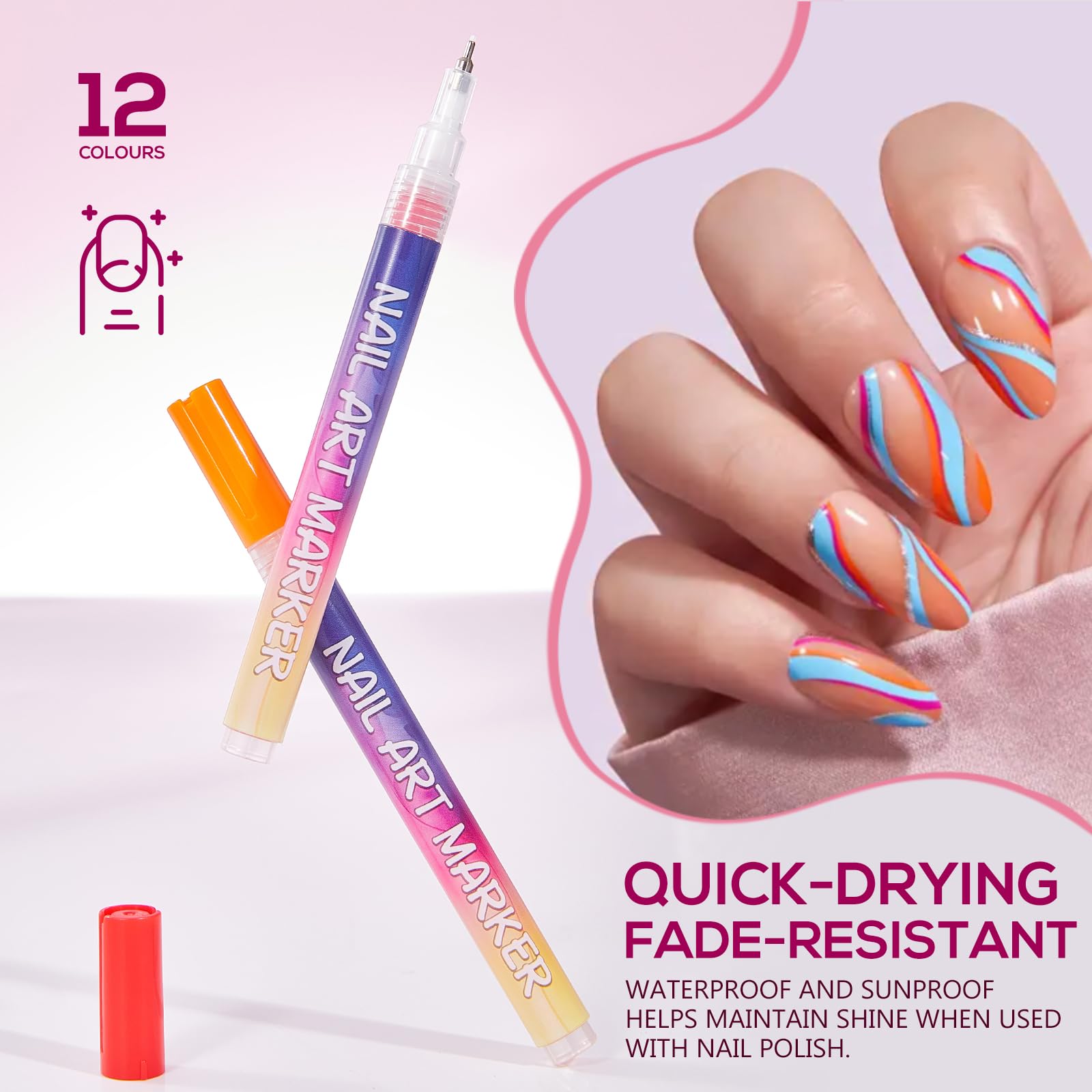 taeery gift-ready nail art pen set in sleek packaging.