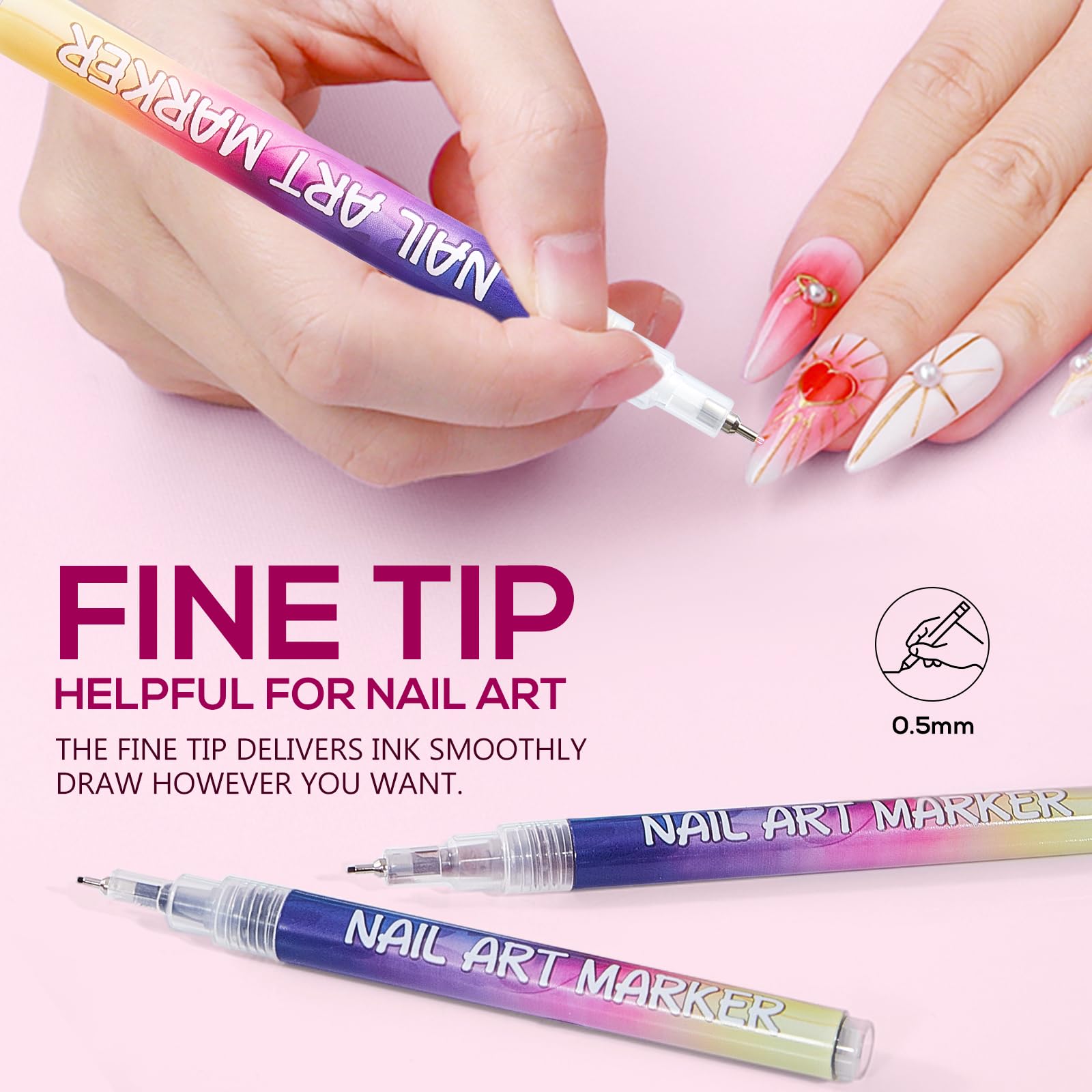 taeery nail art pens easy application for beginners.