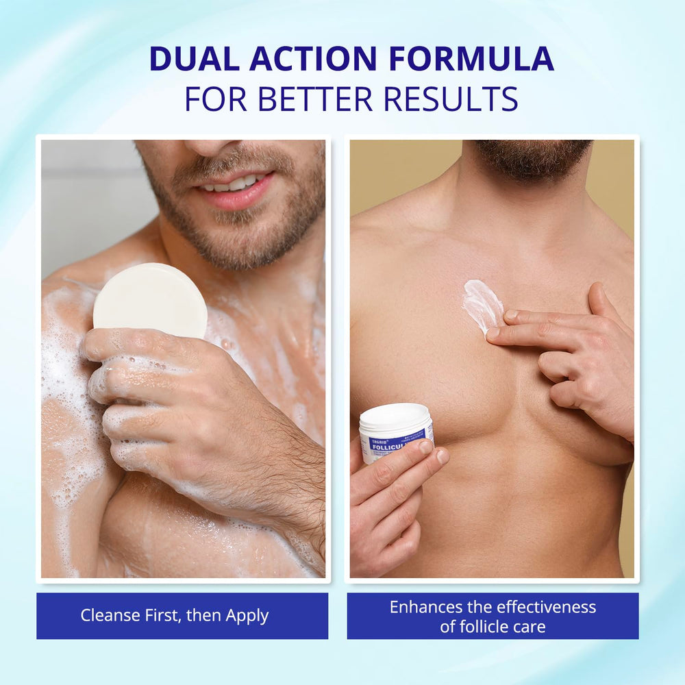 Face area with TAGRID Cream for irritated follicles in need of calm.