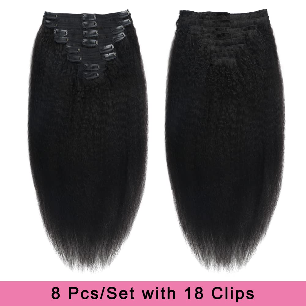 Tahikie Kinky Straight 8-piece set on display for full-head coverage.