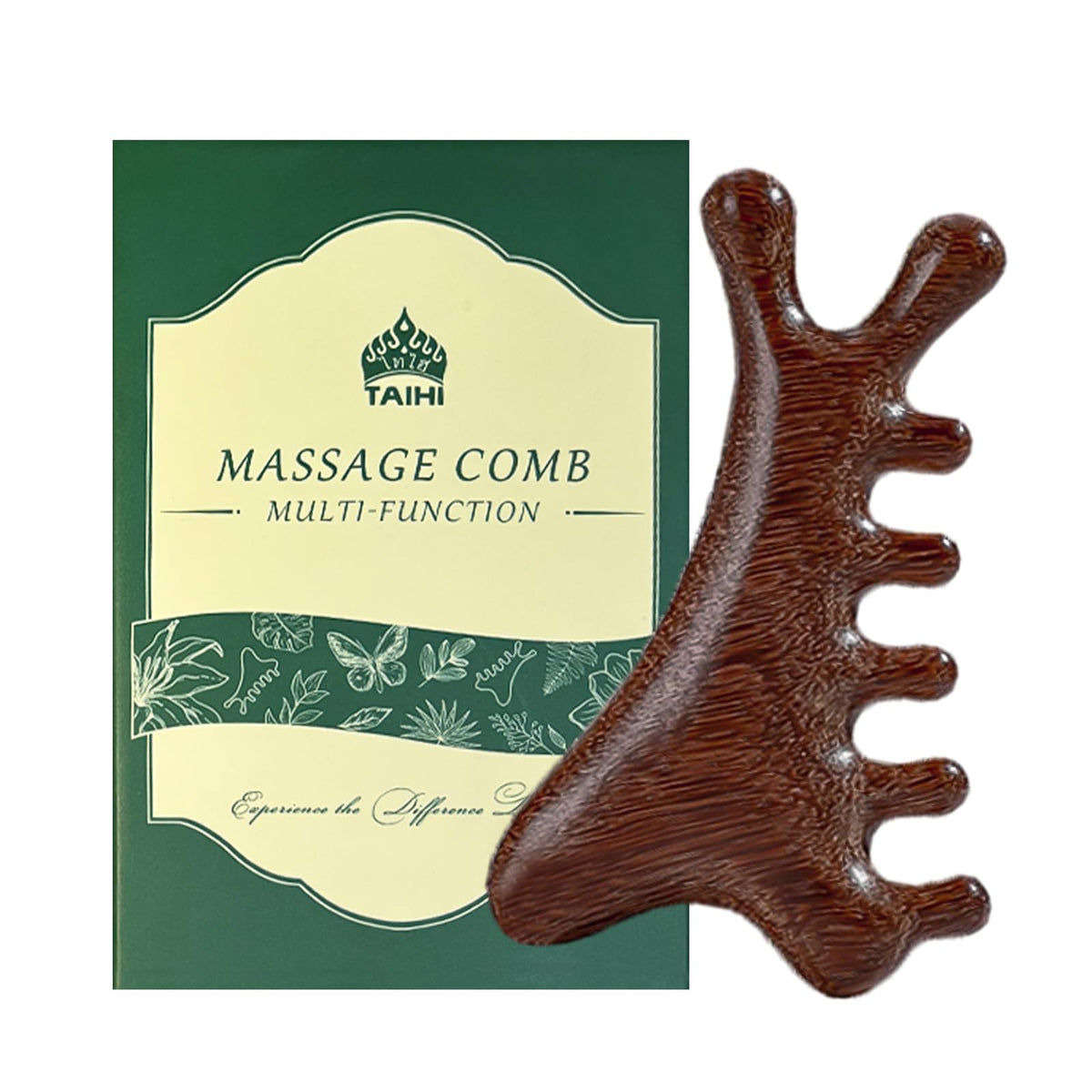 TAIHI wooden scalp massager with green sandalwood for soothing scalp care