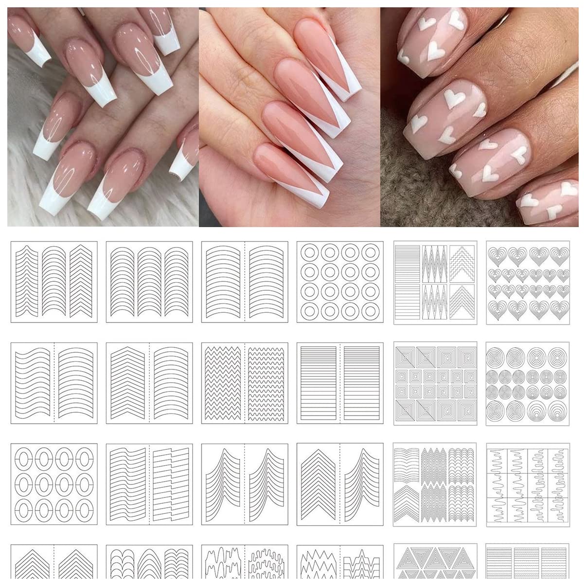 TailaiMei pegatinas uñas francesas con 60 diseños para decoración rápida.