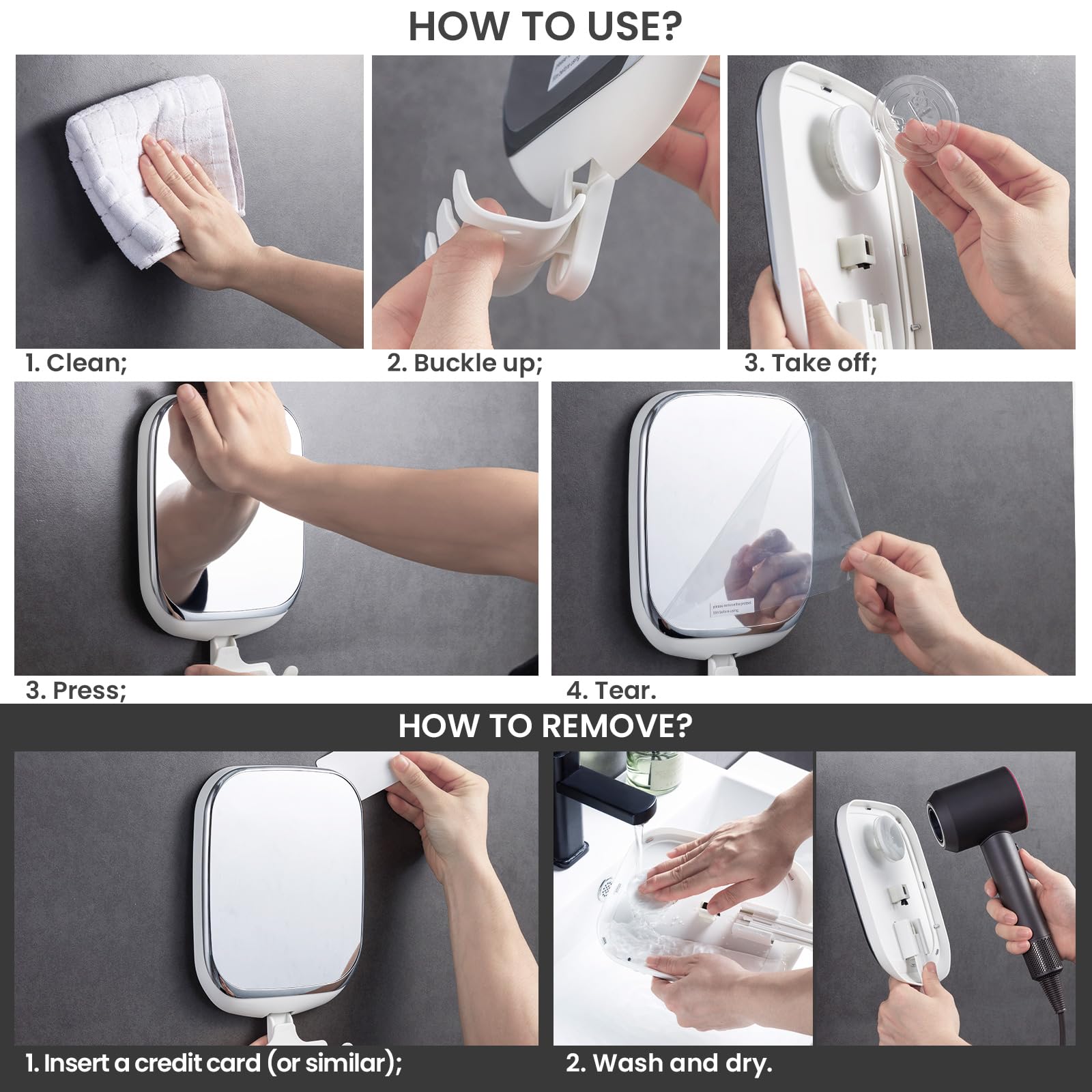 Taili razor holder integrated into mirror for convenient shaving routines.