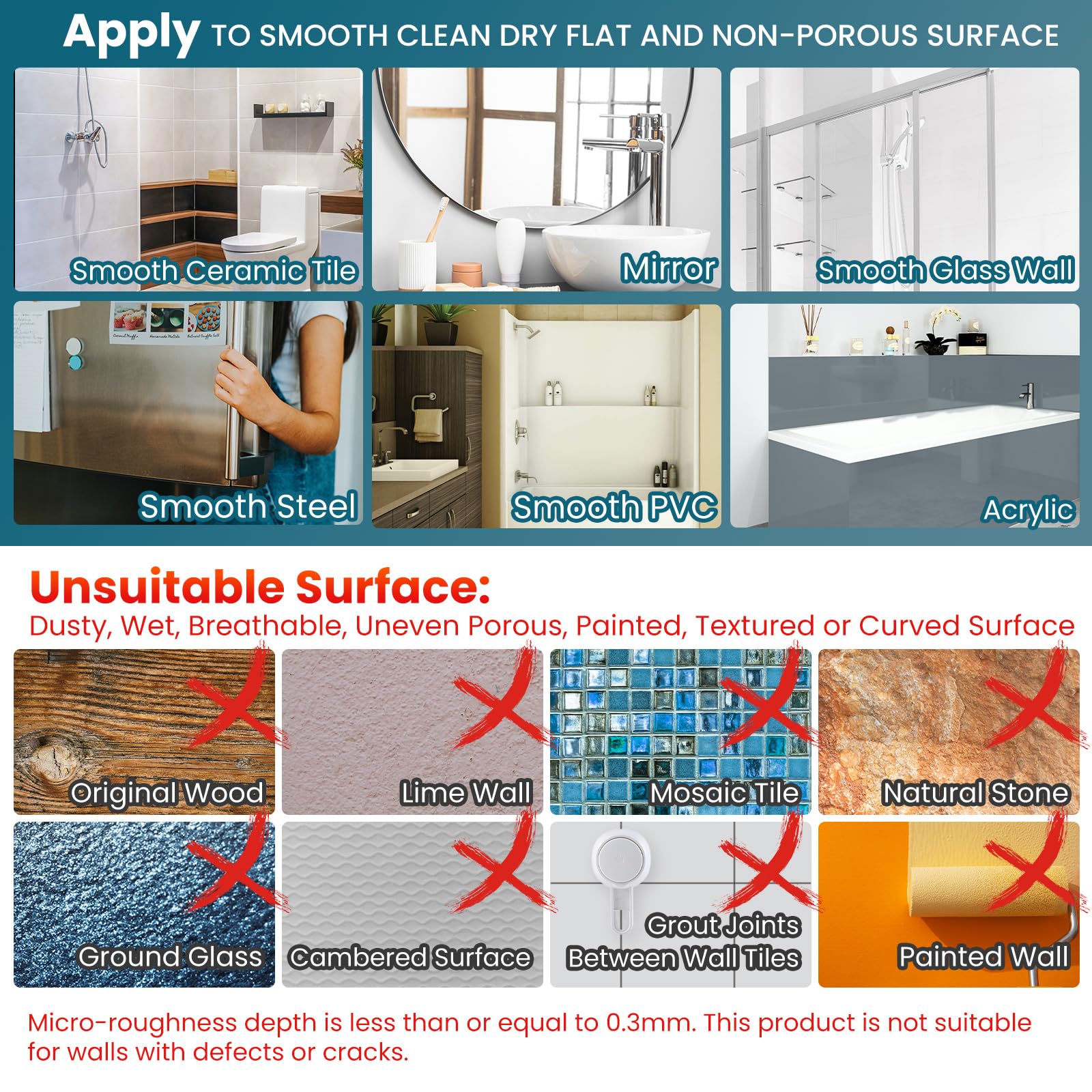 TAILI shatterproof mirror withstands daily bathroom use and accidental bumps.