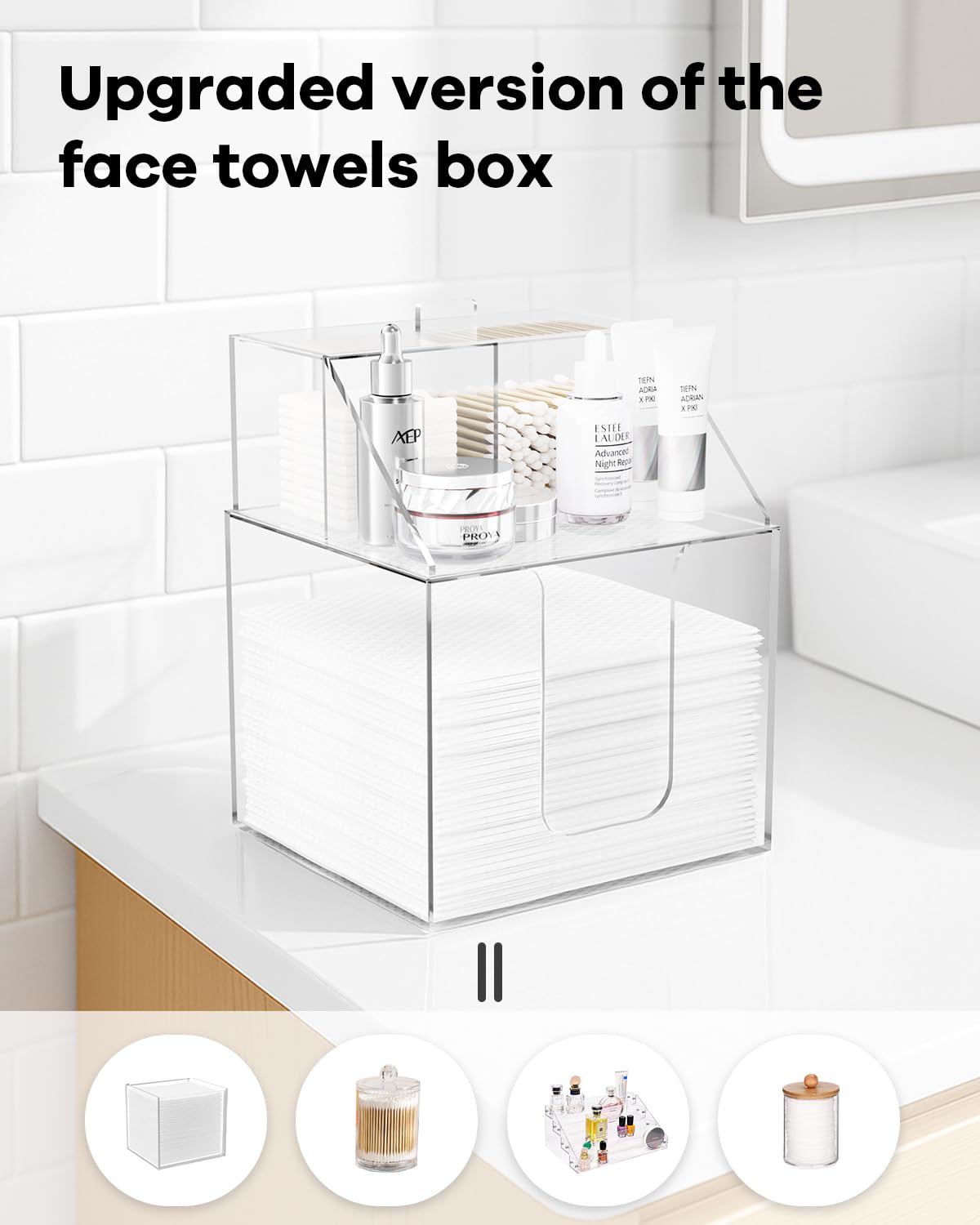 TAINESS bottom-compartment holds Clean Skin Club XL towels for easy access