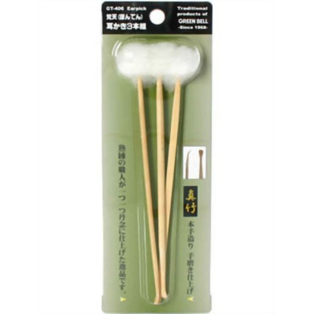 Takumi no Waza Green Bell mimikaki three-pick set for safe at-home ear cleaning.