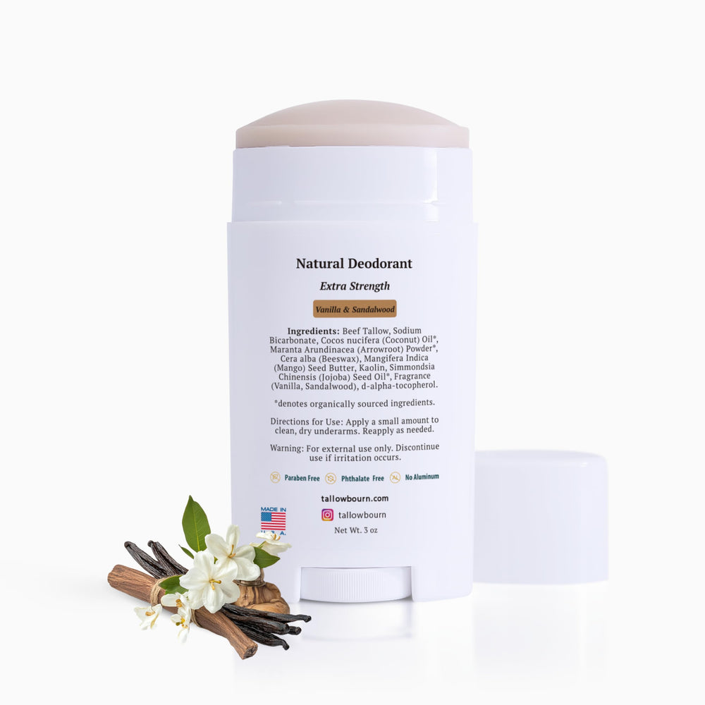 Tallowbourn envase desodorante 3 oz, presentación estable para el cuidado diario.